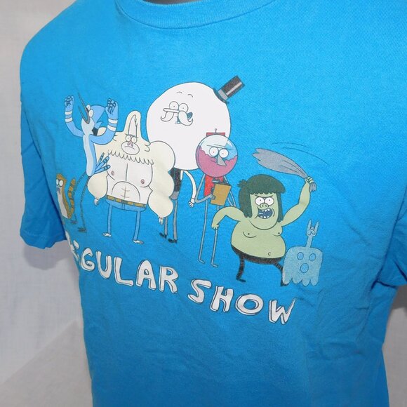 Cartoon Network Regular Show Characters Mens L Blue Graphic T Shirt - Picture 5 of 7